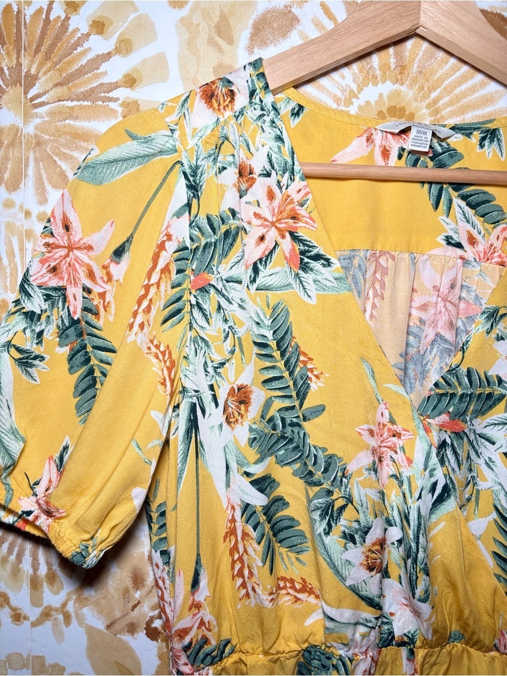 Lucky Brand Tropical Floral Dress M Boho Resortwear Vacation Romantic Feminine - Picture 7 of 9
